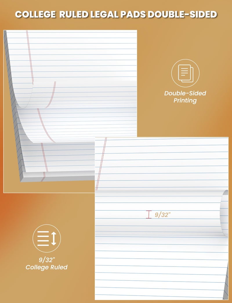 Aidunmis 12 Pack White Legal Pads 8.5 x 11 College Ruled, 30 Sheets Per Note Pads 8.5 x 11, Perforated Lined Paper Pads 8.5 x 11.75, Writing Pads with Sturdy Backing, Legal Notepads for School, Office, Home - Image 4